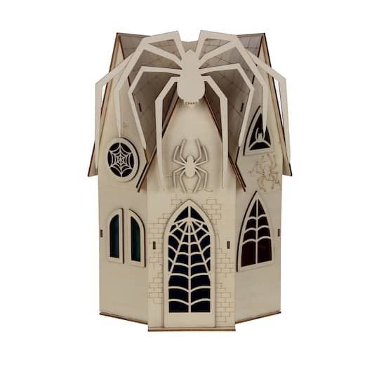 Michaels, 12" Haunted Spider Mansion DIY LED Wood Décor by Make Market® – Category: DIY Wood & Ceramic Crafts